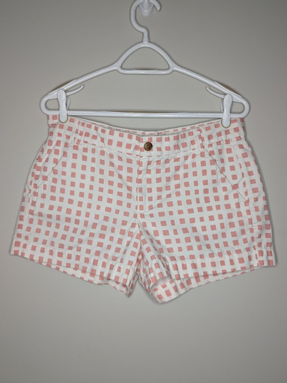 Gap Pink White Square Patterned 100% Cotton Khaki Sunkissed Shorts Size 6